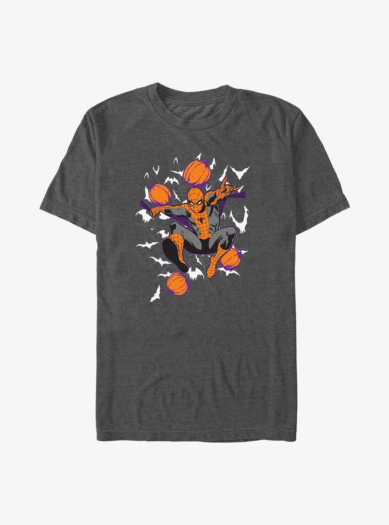 Marvel Spider-Man Spidey Webs Pumpkins and Bats Big & Tall T-Shirt, , hi-res