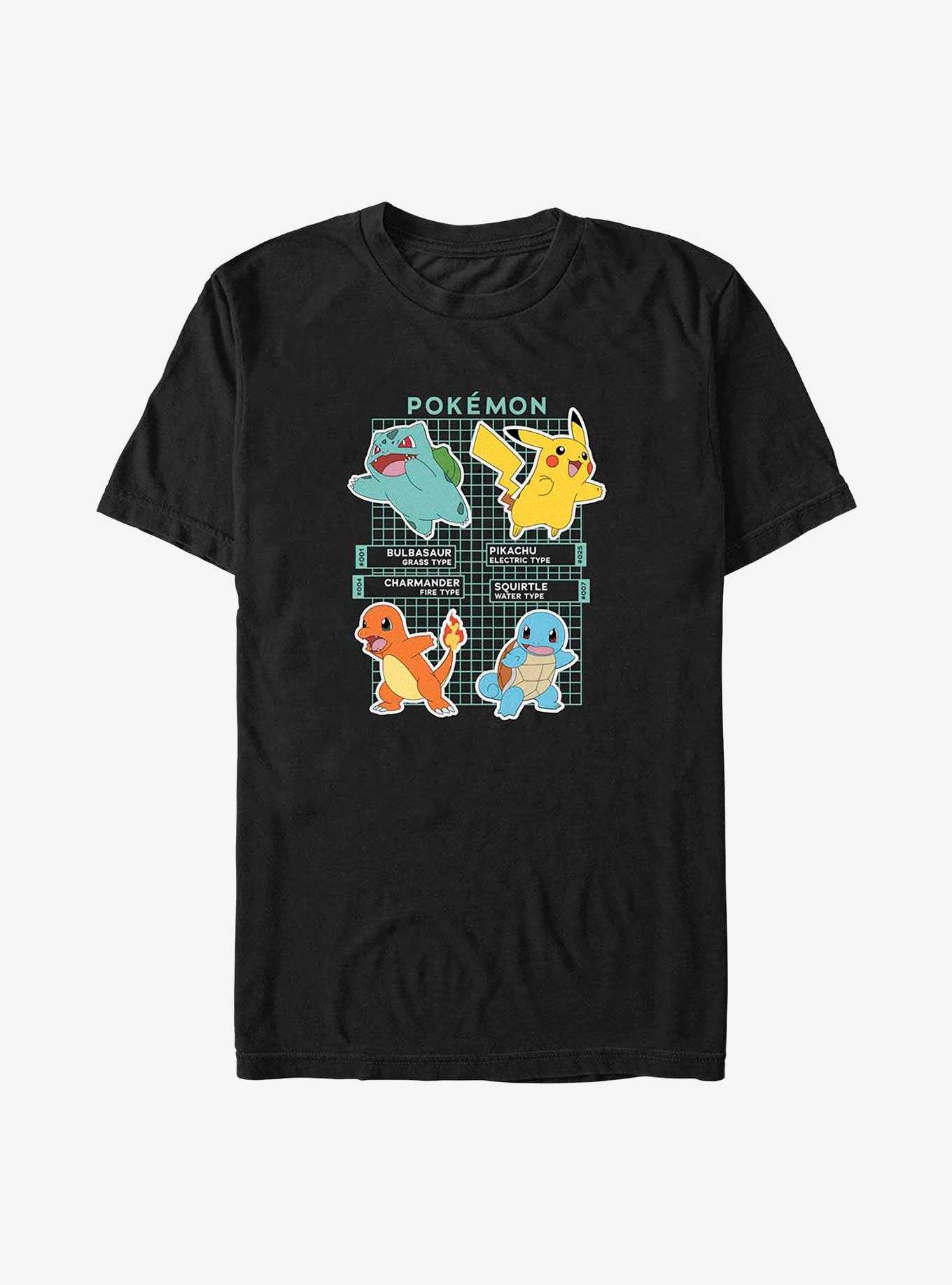 Pokemon Bulbasaur Pikachu Charmander and Squirtle Pokedex Big & Tall T-Shirt, , hi-res