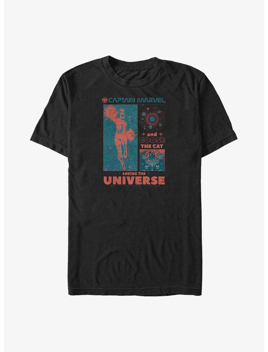 Marvel Captain Marvel Goose and Captain Saving The Universe Big & Tall T-Shirt, BLACK, hi-res