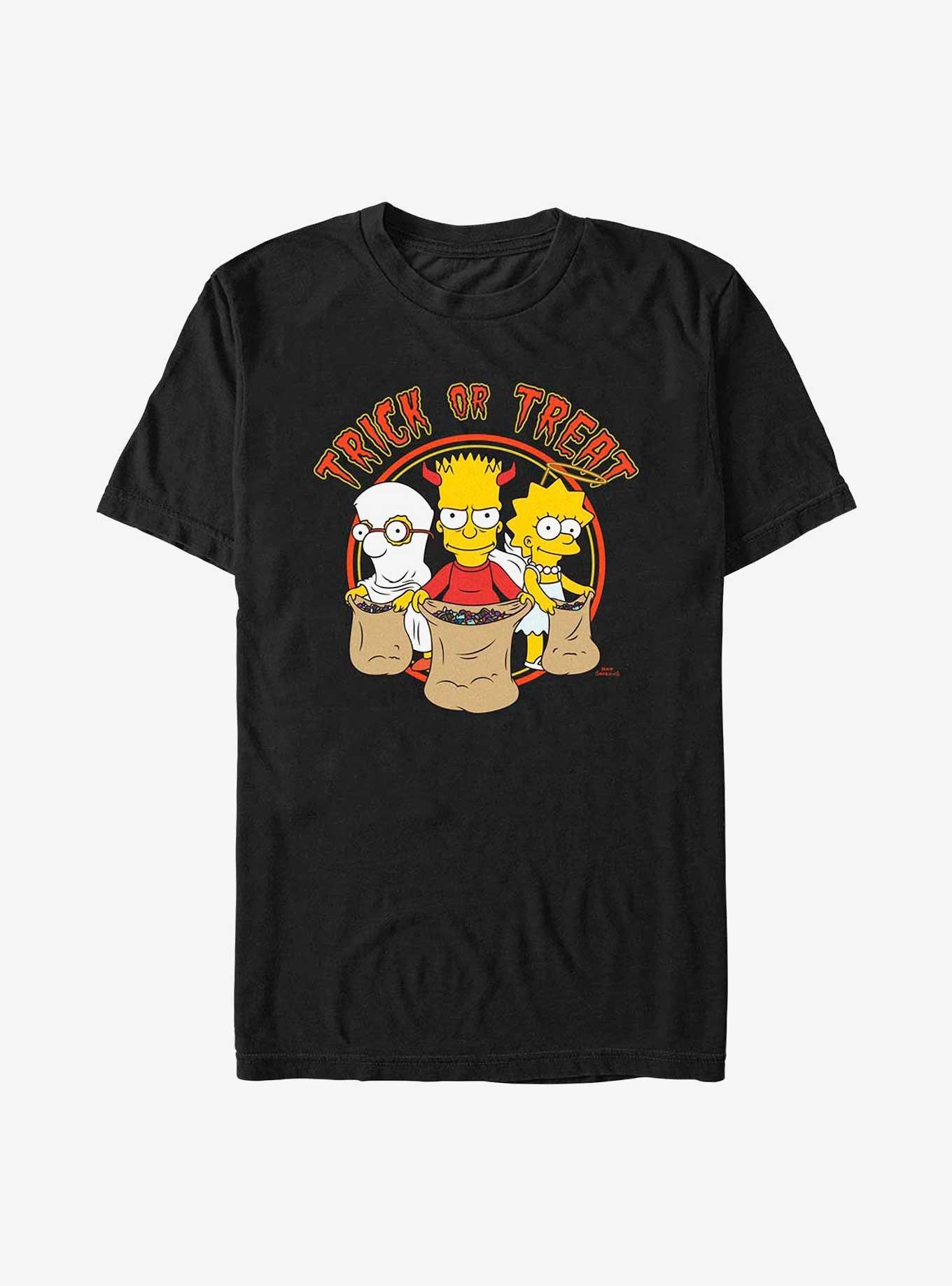 The Simpsons Trick Trio Milhouse Bart and Lisa Big & Tall T-Shirt, BLACK, hi-res