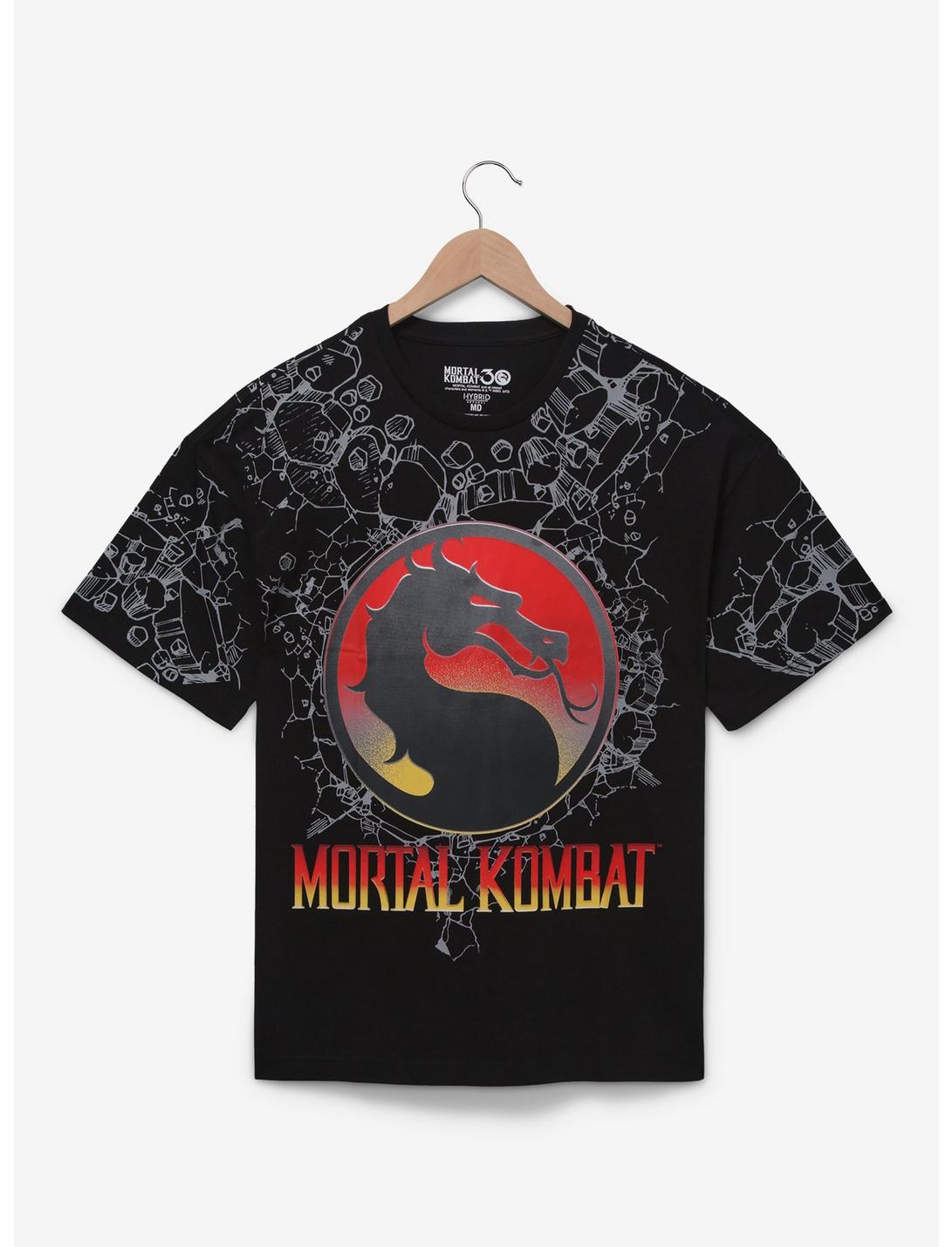 Mortal Kombat Black Allover Print T-Shirt - BoxLunch Exclusive, BLACK, hi-res
