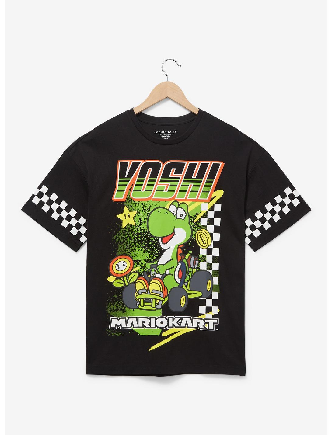 Nintendo Mario Kart Yoshi Checkered Racing T-Shirt — BoxLunch Exclusive, MULTI, hi-res