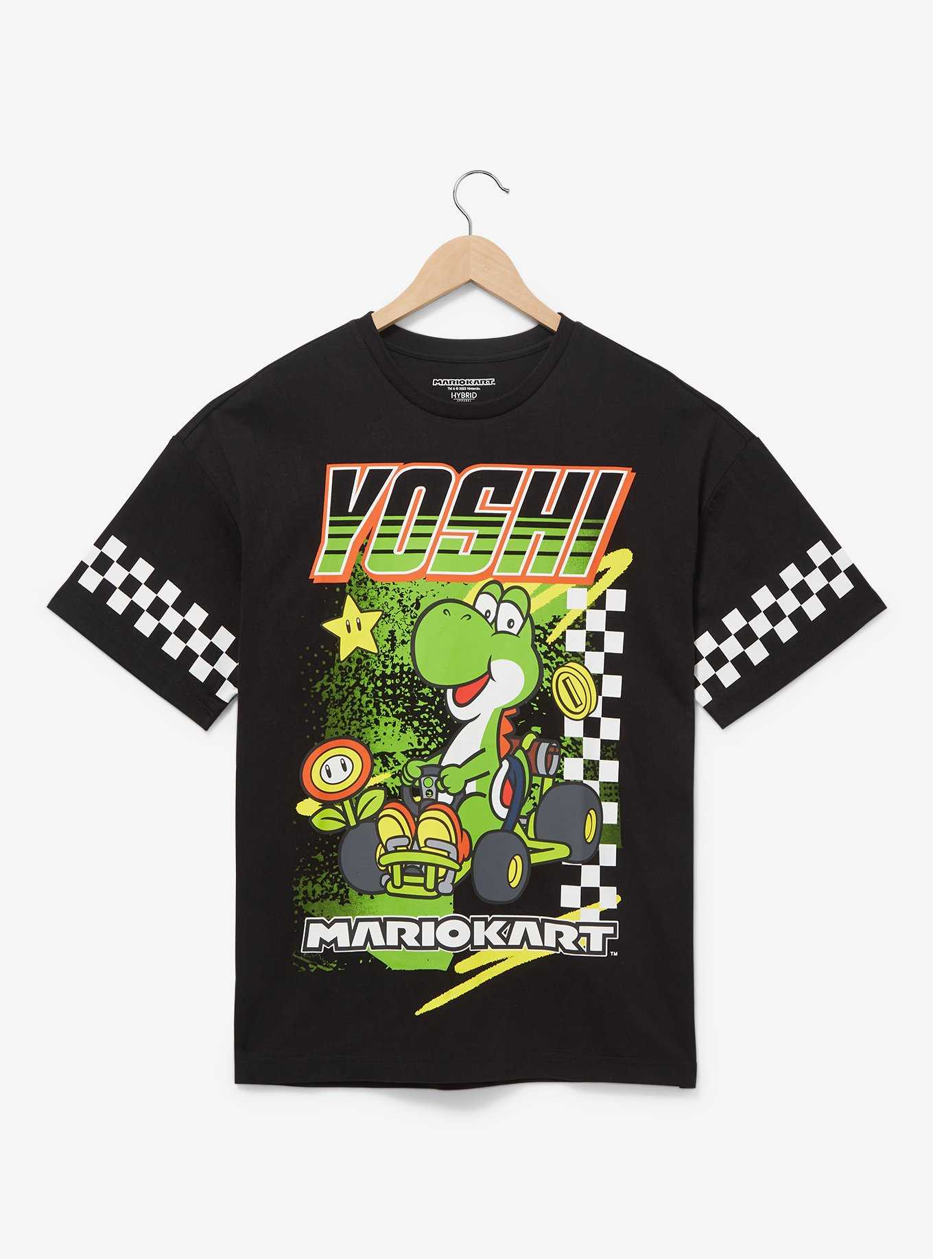 Nintendo Mario Kart Yoshi Checkered Racing T-Shirt — BoxLunch Exclusive, , hi-res