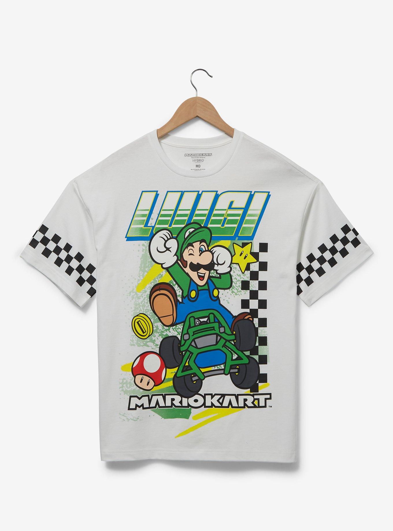 Nintendo Mario Kart Luigi Checkered Racing T-Shirt &mdash; BoxLunch Exclusive, MULTI, hi-res