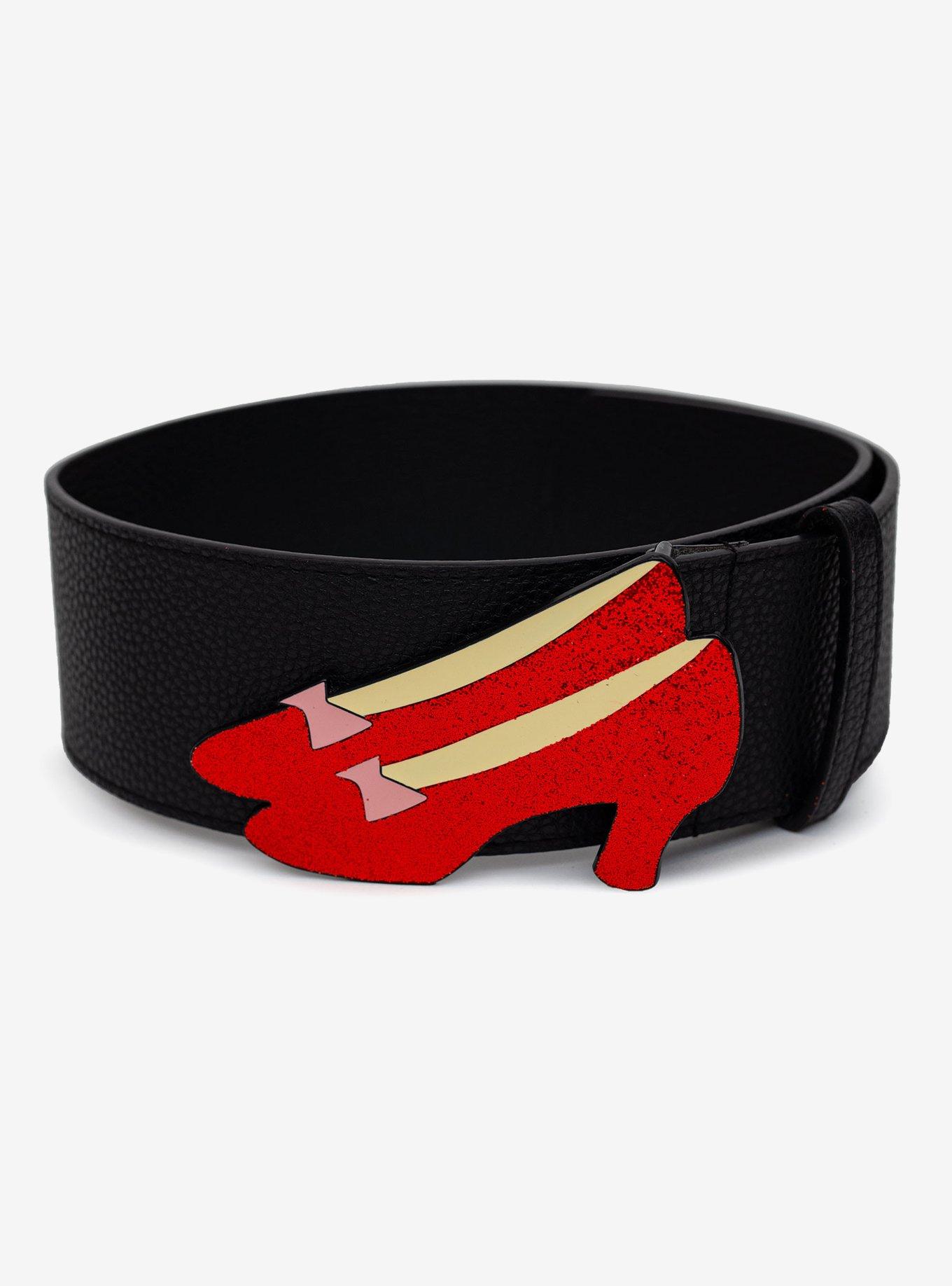 The Wizard Of Oz Dorothy's Ruby Red Glitter Slippers Enamel Cast Buckle Belt, BLACK, hi-res