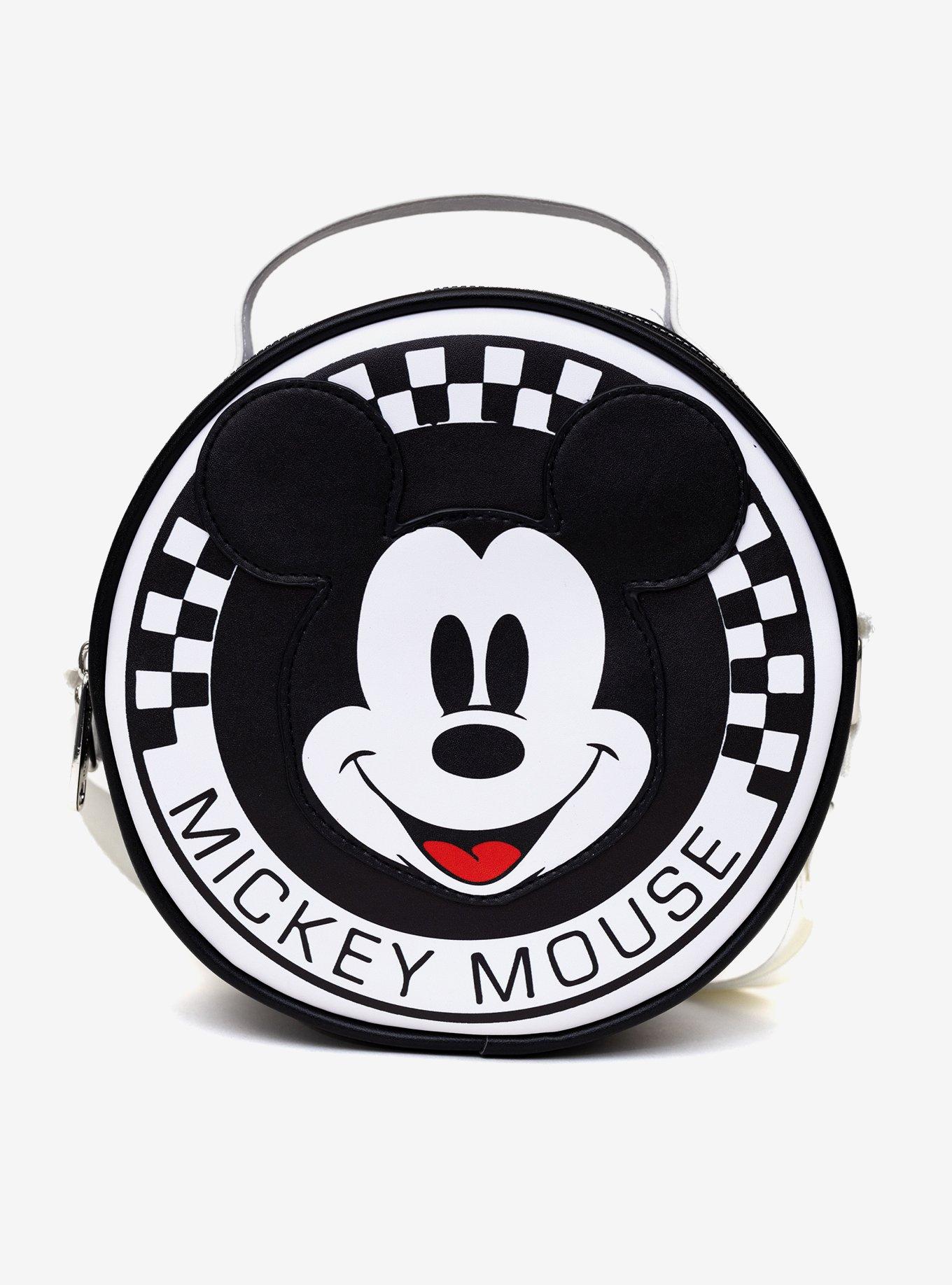 Disney Mickey Mouse Smiling Face Applique Checkered Crossbody Bag, , hi-res