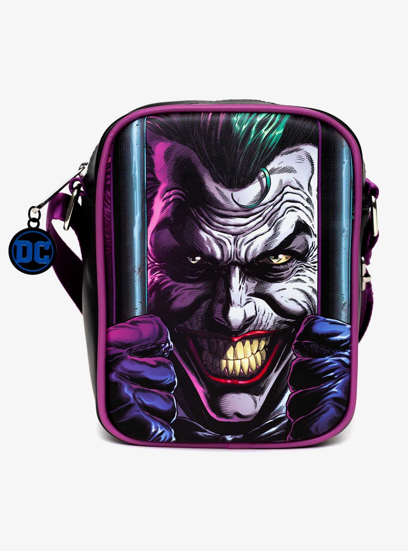 DC Comics Joker Jail Break And Batman Comic Book Poses Black Crossbody Bag, , hi-res