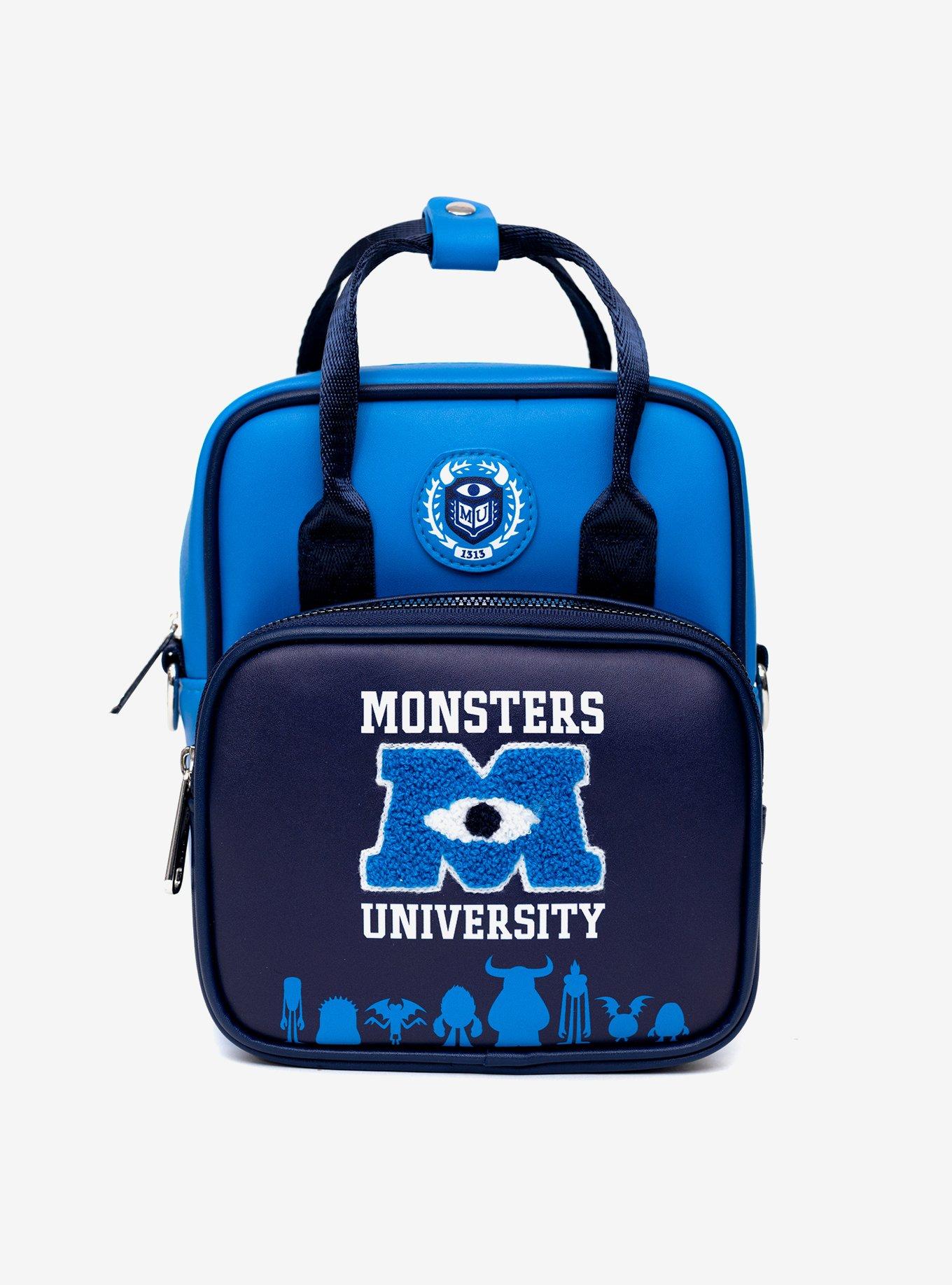 Disney Monsters University Chenille Patch With Monsters Print Blues Crossbody Bag, , hi-res