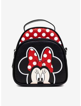 Disney Minnie Mouse Face And Bow Close Up With Autograph Polk Dot Crossbody Bag, , hi-res