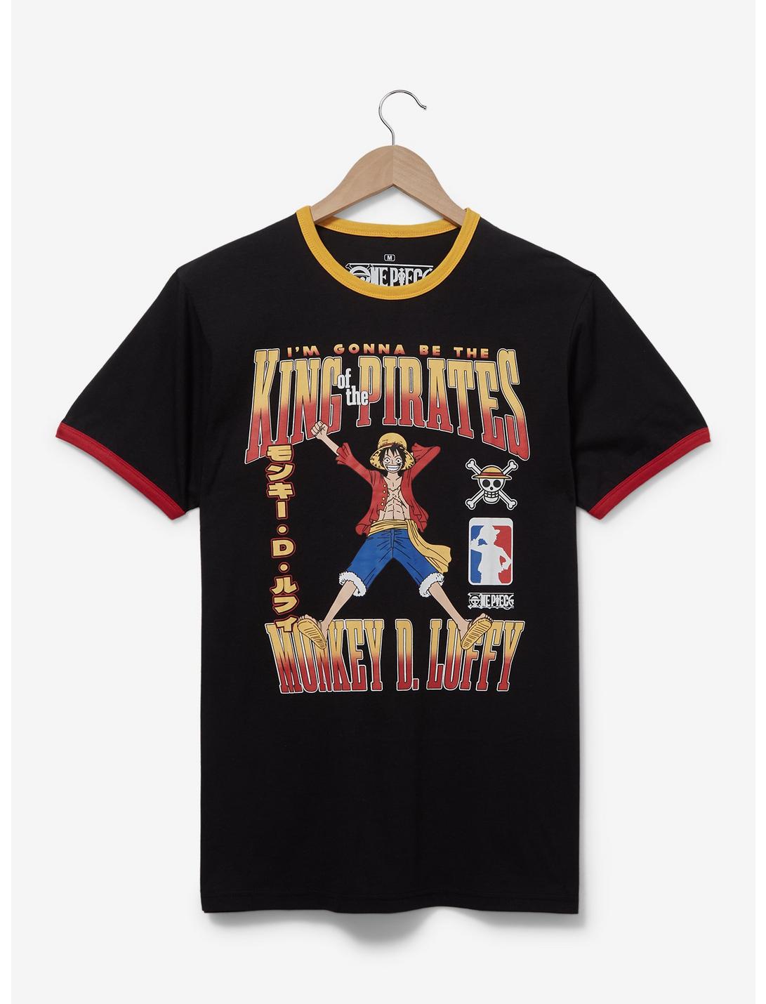 One Piece Monkey D. Luffy King of the Pirates Ringer T-Shirt - BoxLunch Exclusive, BLACK, hi-res