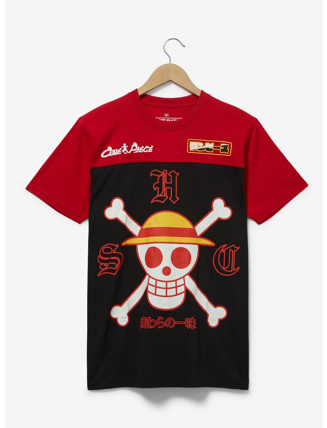 One Piece Straw Hat Crew Jolly Roger T-Shirt - BoxLunch Exclusive, BLACK, hi-res