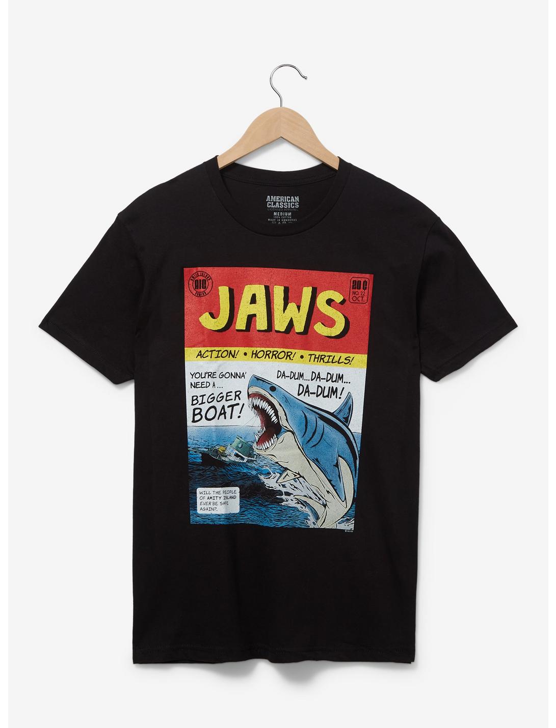 Jaws Comic Book Cover T-Shirt - BoxLunch Exclusive, BLACK, hi-res