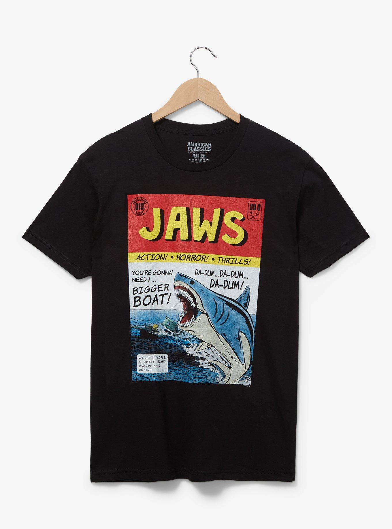 Jaws Comic Book Cover T-Shirt - BoxLunch Exclusive, BLACK, hi-res