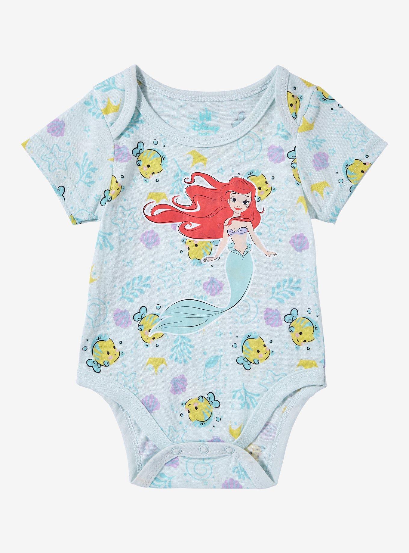 Disney The Little Mermaid Ariel & Flounder Allover Print Infant One-Piece — BoxLunch Exclusive, , hi-res