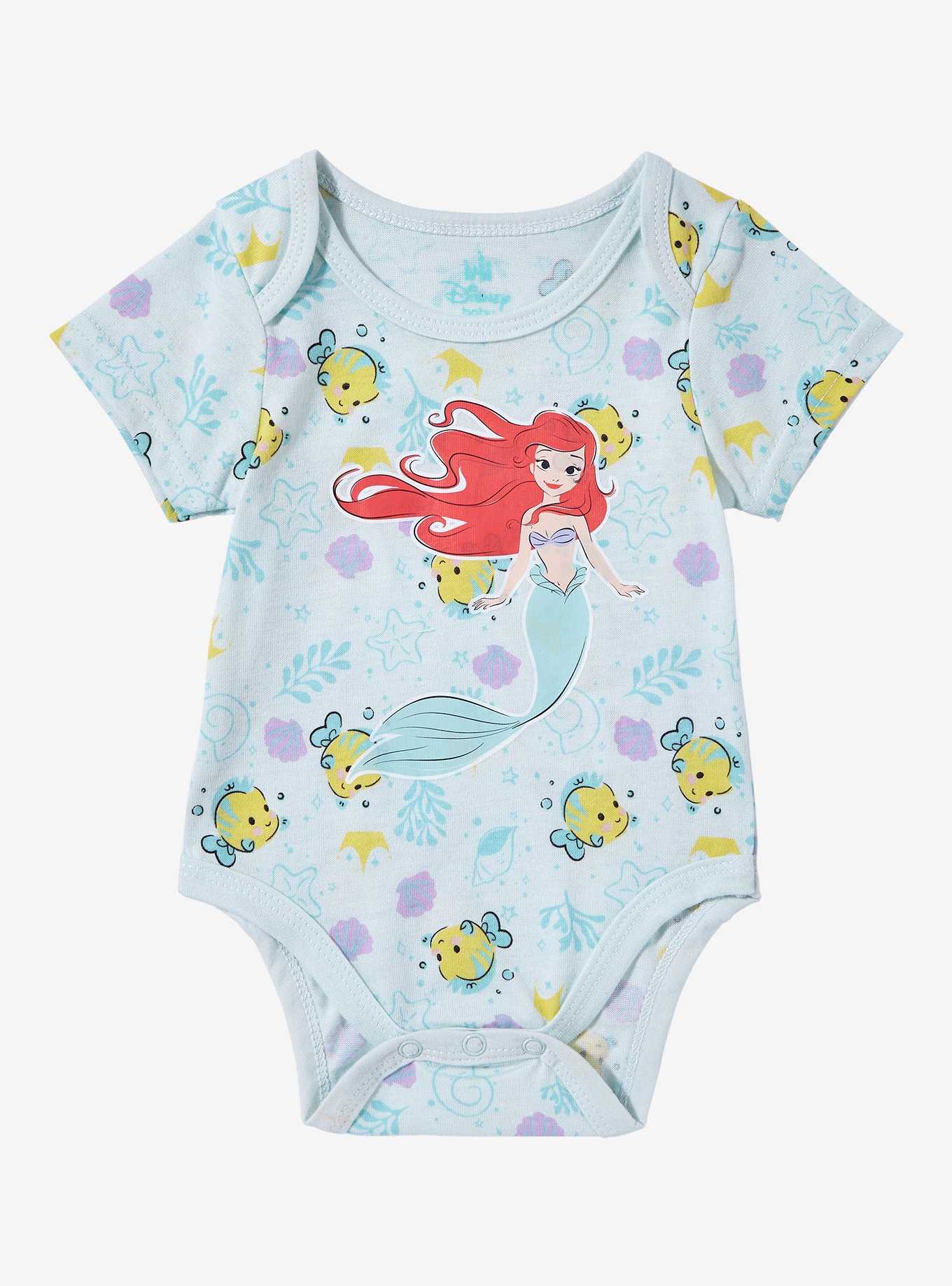 Disney The Little Mermaid Ariel & Flounder Allover Print Infant One-Piece — BoxLunch Exclusive, , hi-res
