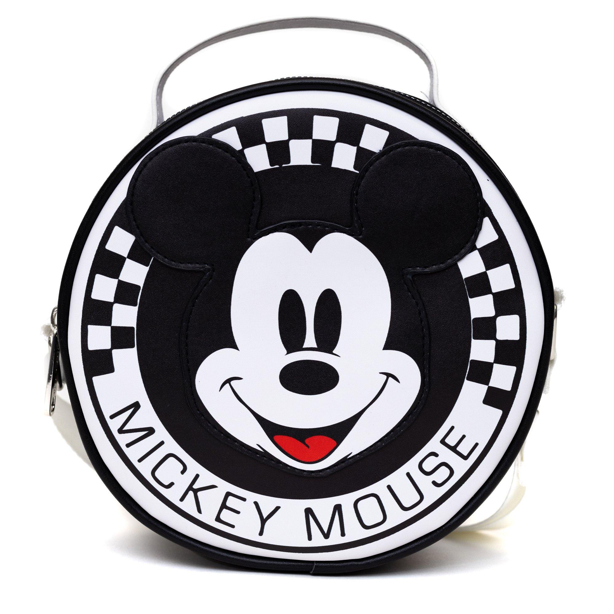 Disney Mickey Mouse Smiling Face Applique Checkered Crossbody Bag, , hi-res