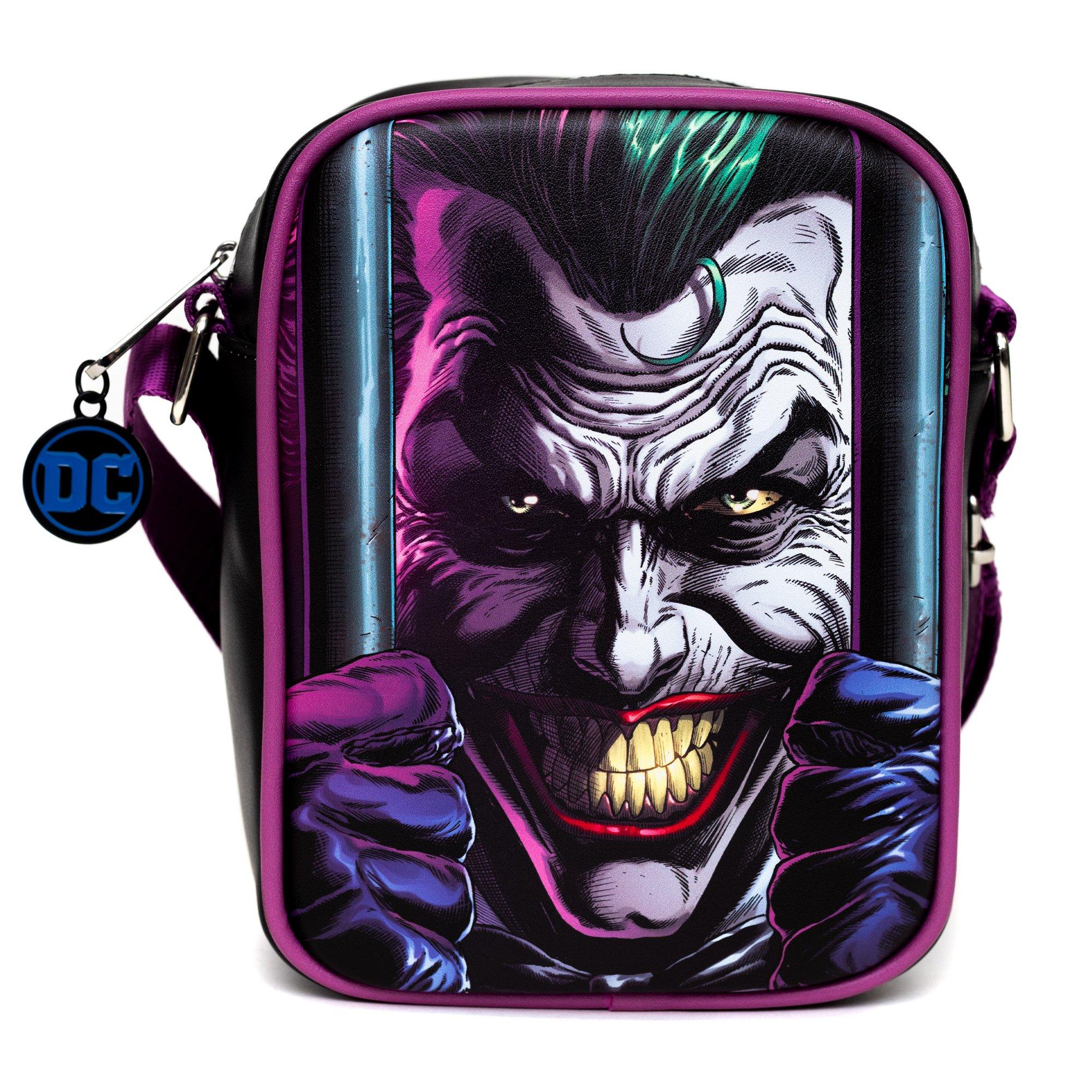 DC Comics Joker Jail Break And Batman Comic Book Poses Black Crossbody Bag, , hi-res