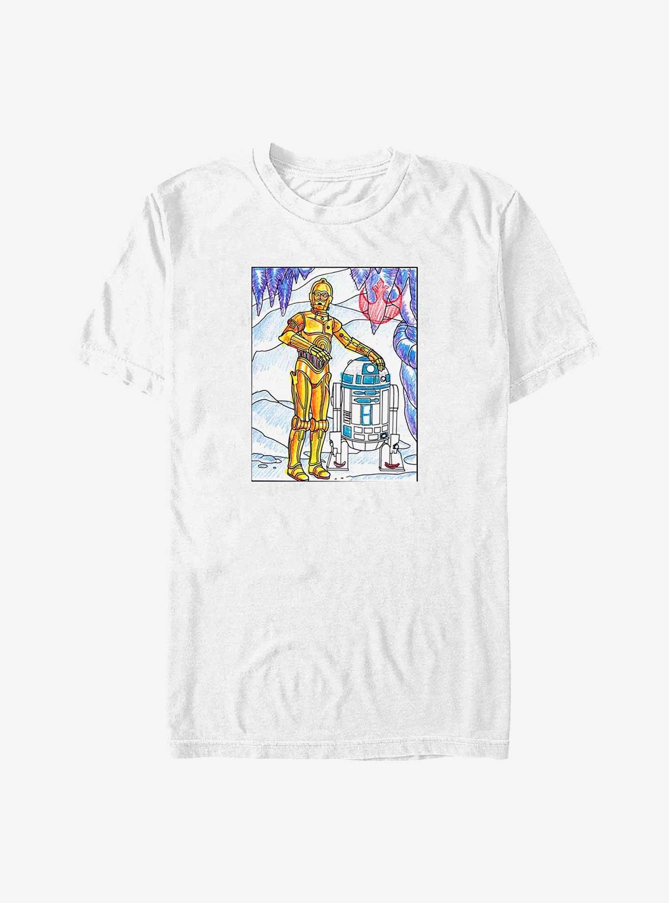 Star Wars C-3PO R2-D2 Drawing Big & Tall T-Shirt, WHITE, hi-res