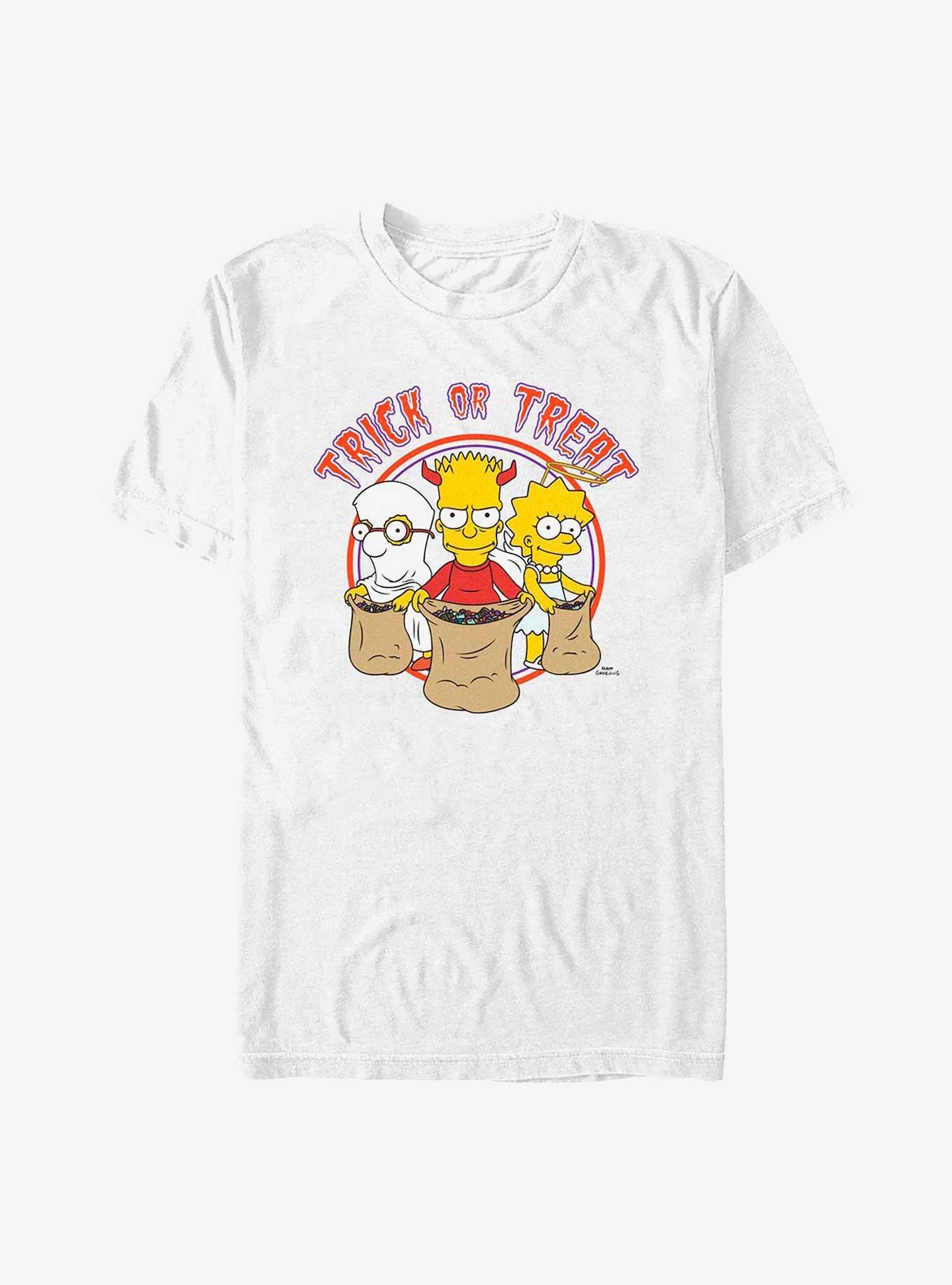 The Simpsons Trick Trio Milhouse Bart and Lisa Big & Tall T-Shirt, WHITE, hi-res