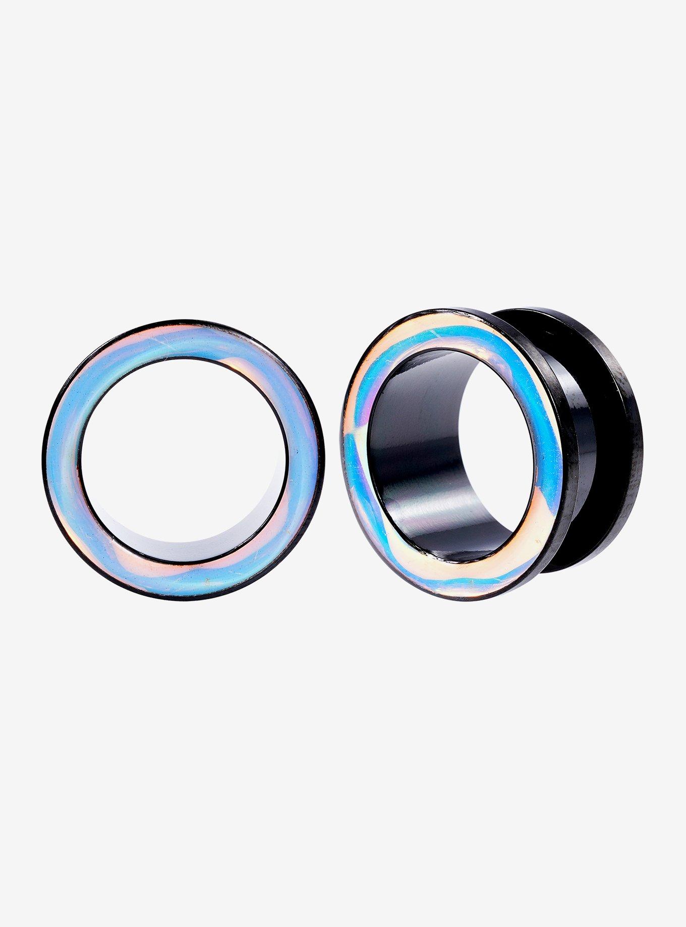 Steel Black Opalescent Tunnel Plug 2 Pack, , hi-res