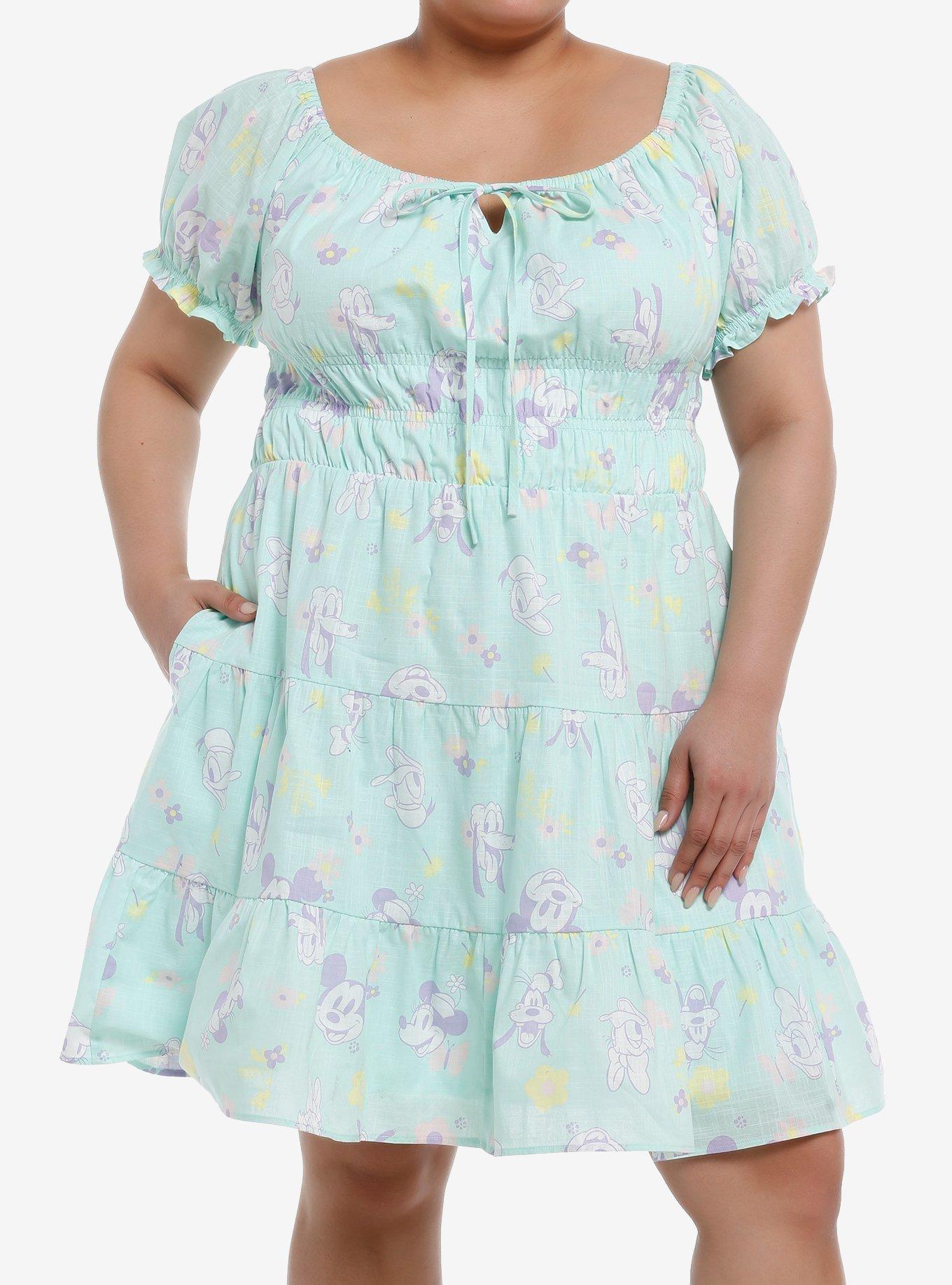 Teal Plus Size Floral Dresses Spring