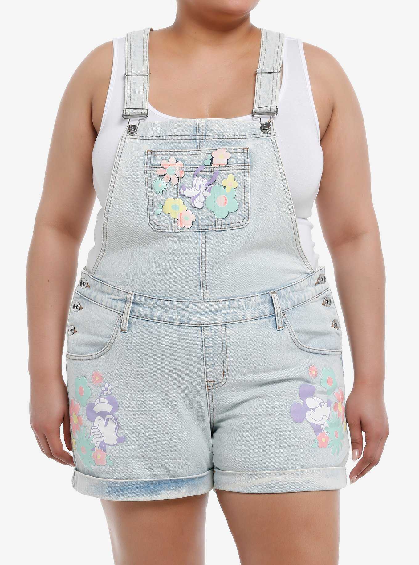 Her Universe Disney Mickey Mouse And Friends Pastel Denim Shortalls Plus Size, , hi-res