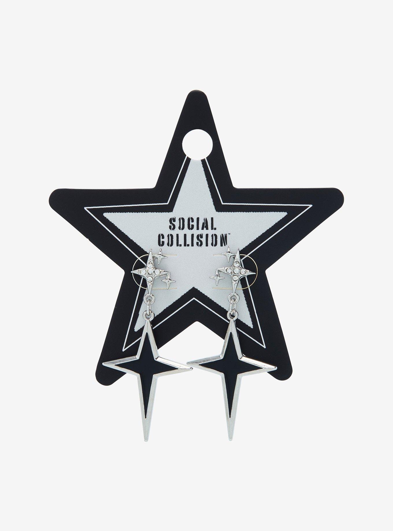 Social Collision Black Star Cluster Earrings, , hi-res