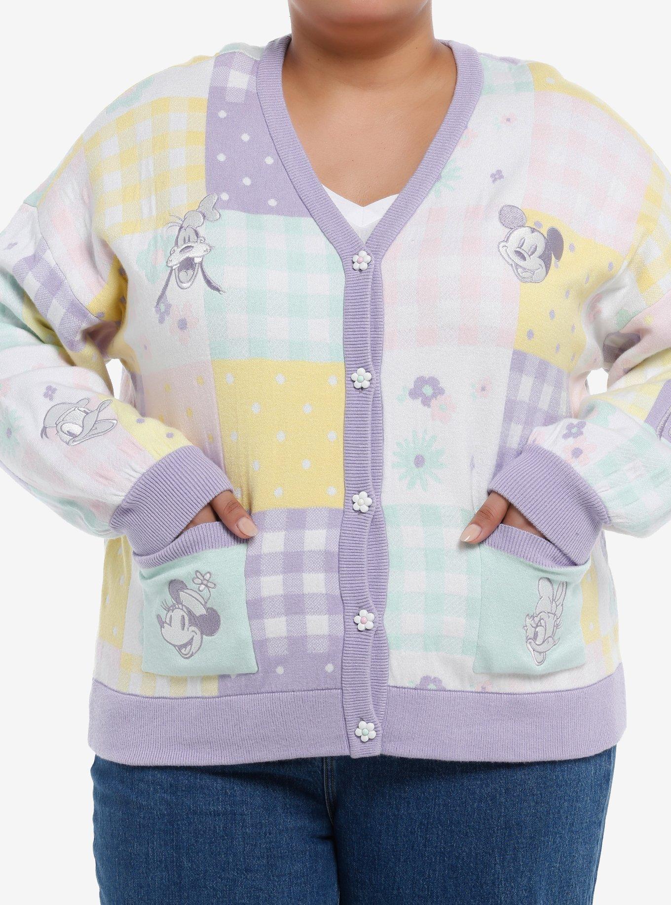 Her Universe Disney Mickey Mouse And Friends Pastel Gingham Girls Cardigan Plus Size, MULTI, hi-res