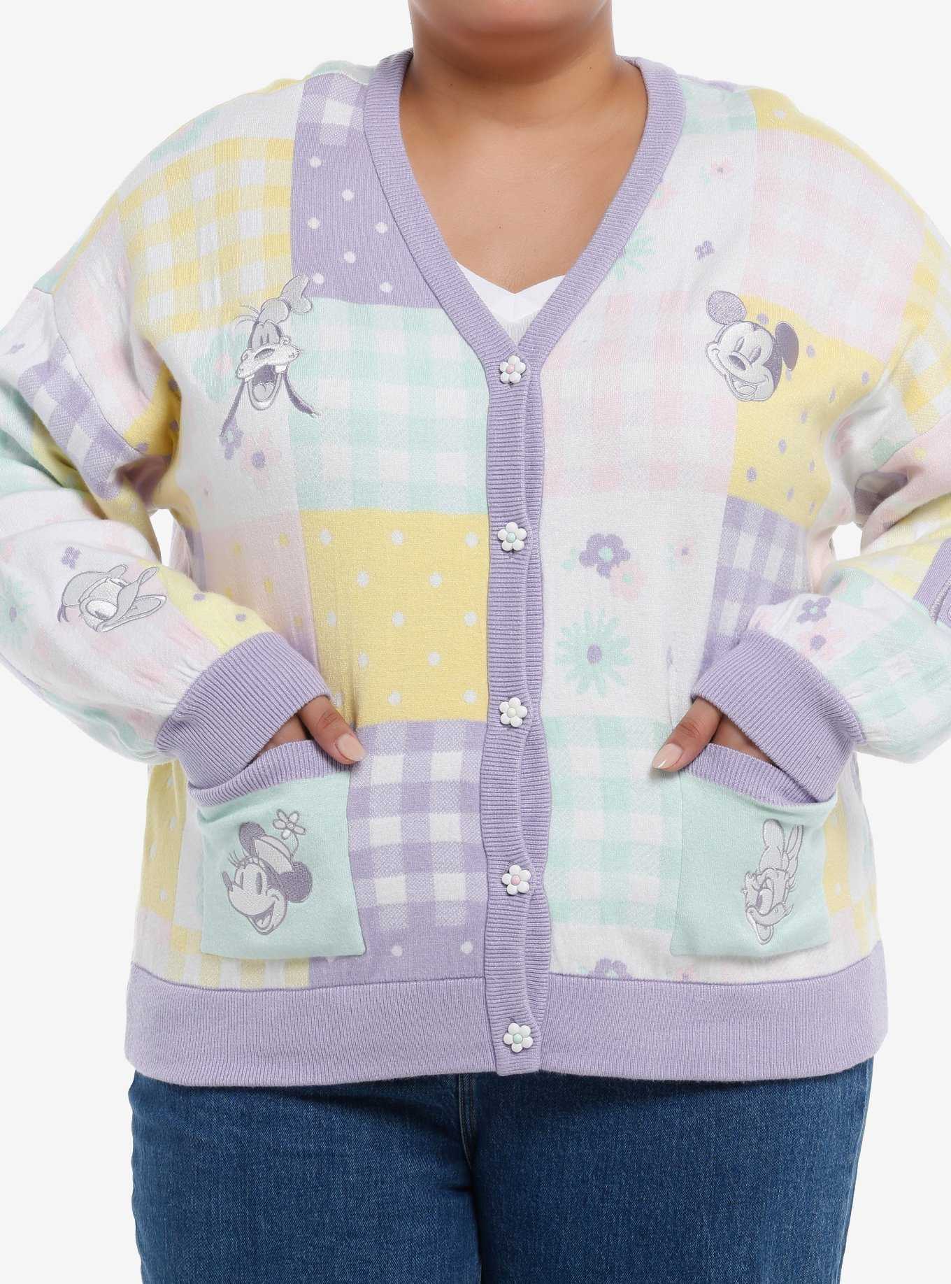 Her Universe Disney Mickey Mouse And Friends Pastel Gingham Girls Cardigan Plus Size, , hi-res