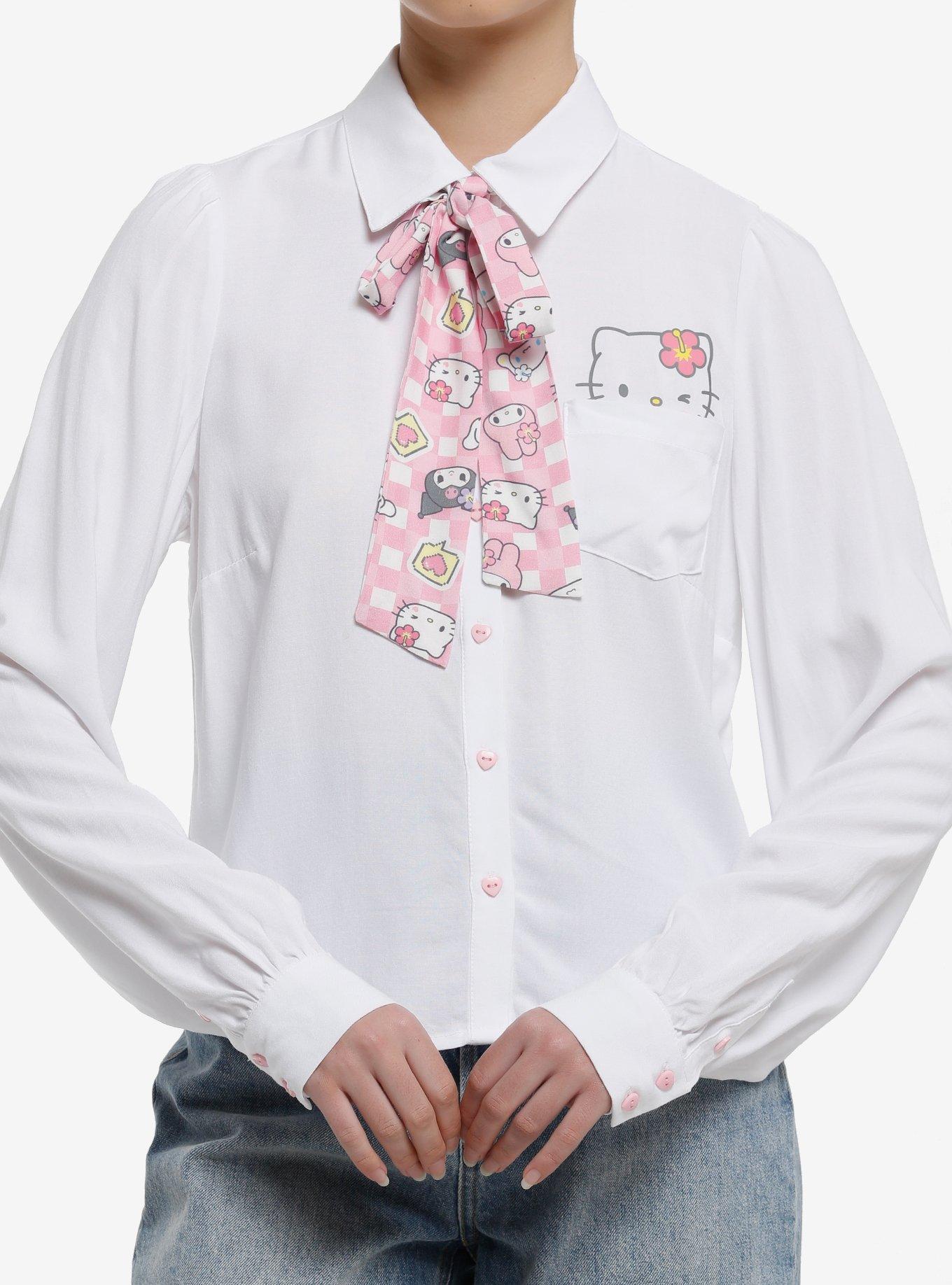 Hello Kitty And Friends Kogyaru Girls Woven Long-Sleeve Top, , hi-res