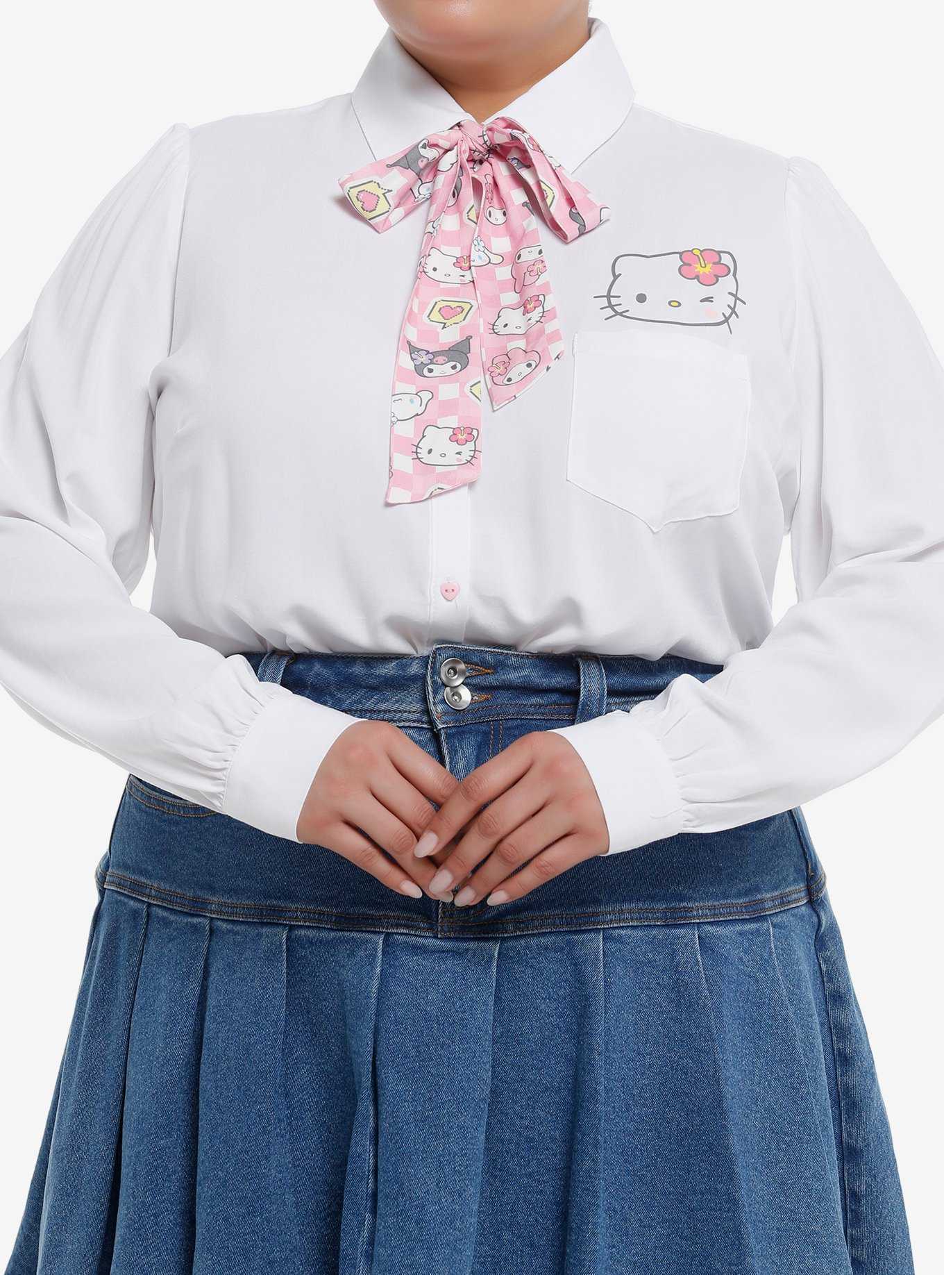 Hello Kitty And Friends Kogyaru Girls Woven Long-Sleeve Top Plus Size, , hi-res