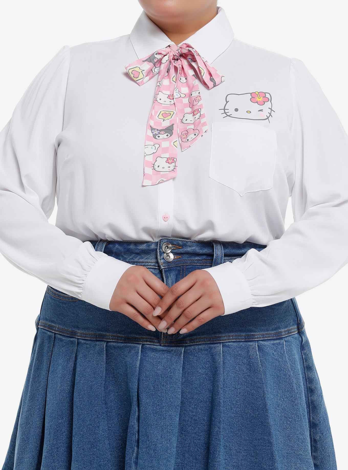 Hello Kitty And Friends Kogyaru Girls Woven Long-Sleeve Top Plus Size, , hi-res