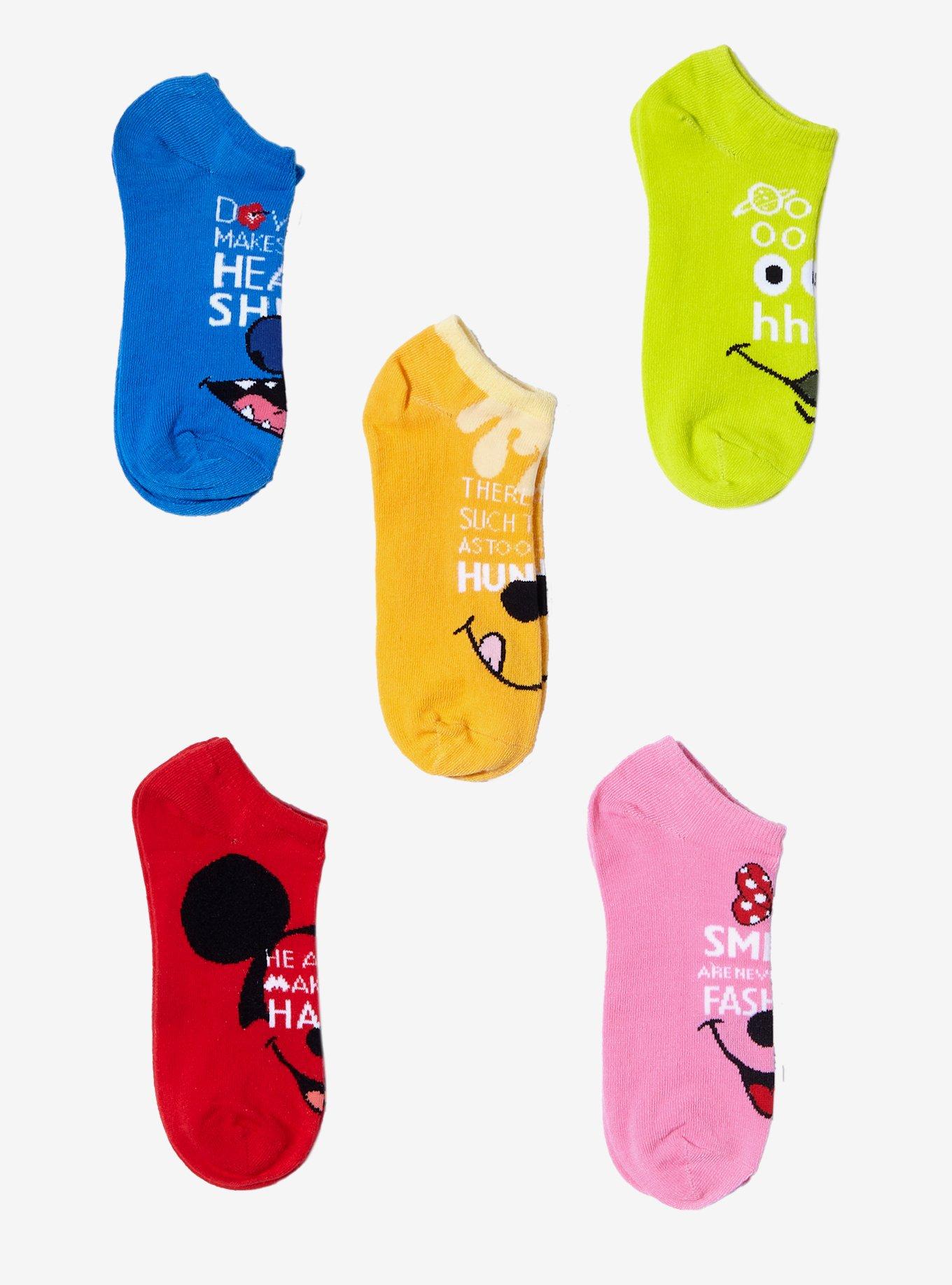 Disney Character Quotes No-Show Socks 5 Pair | Hot Topic