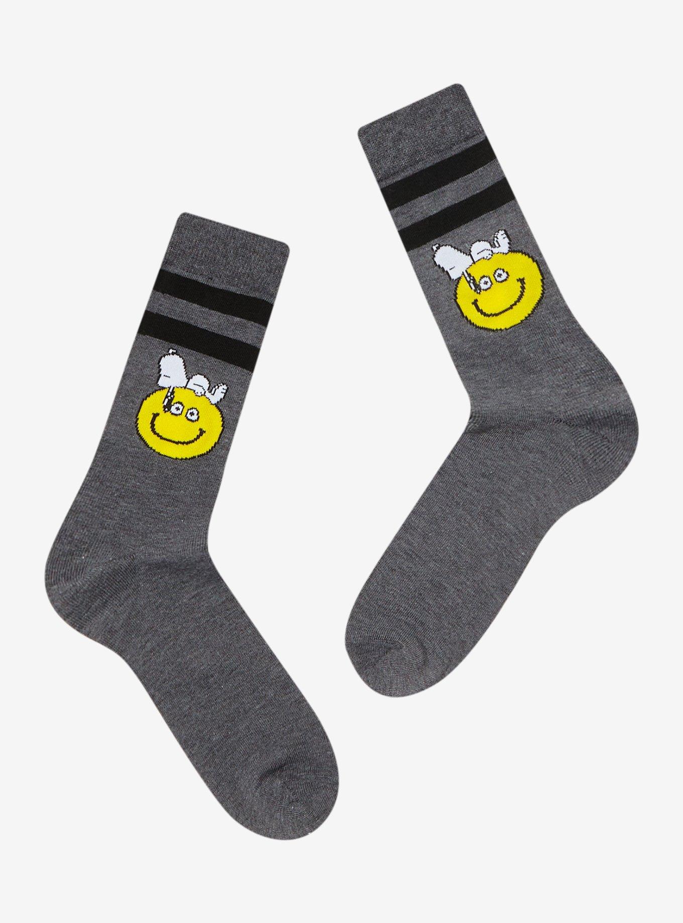 Peanuts Snoopy Smiling Face Varsity Crew Socks, , hi-res