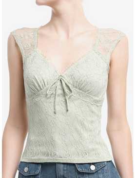 Thorn & Fable Light Green Lace Sweetheart Top, , hi-res