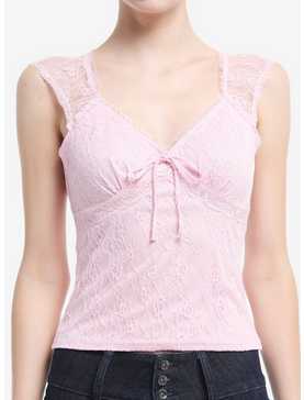 Sweet Society Pastel Pink Lace Sweetheart Top, , hi-res
