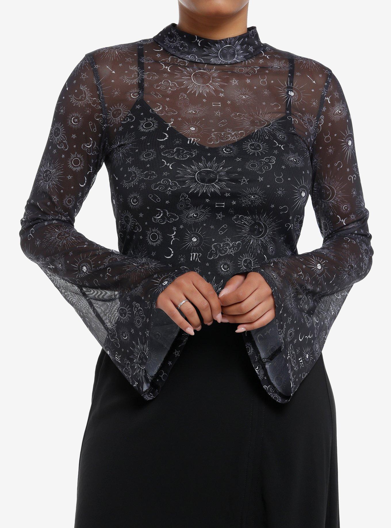 Daisy Street Celestial Print Girls Twofer Long-Sleeve Top, , hi-res