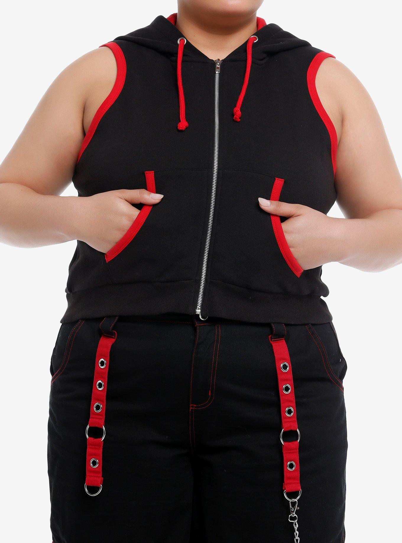 Plus size sleeveless online hoodie