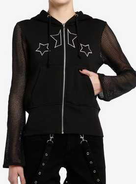 Daisy Street Star Mesh Sleeve Girls Hoodie, , hi-res