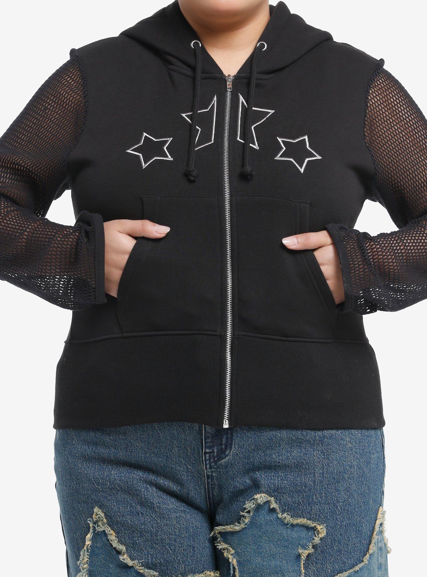 Daisy Street Star Mesh Sleeve Girls Hoodie Plus Size | Hot Topic