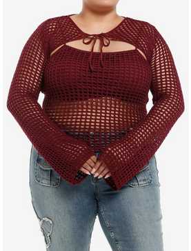 Daisy Street Burgundy Knit Girls Cami Bolero Set Plus Size, , hi-res
