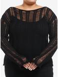 Thorn & Fable Black Destructed Girls Sweater Plus Size, BLACK, hi-res
