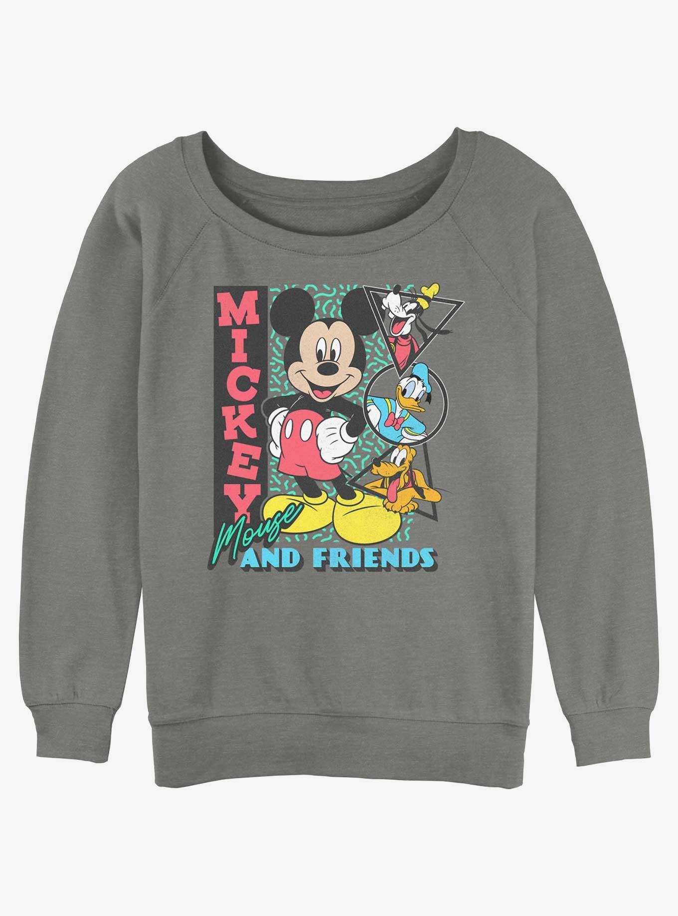 Disney Mickey Mouse & Friends Vintage Shapes Girls Slouchy Sweatshirt, GRAY HTR, hi-res