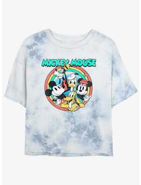Disney Mickey Mouse & Friends Pose Girls Tie-Dye Crop T-Shirt, , hi-res
