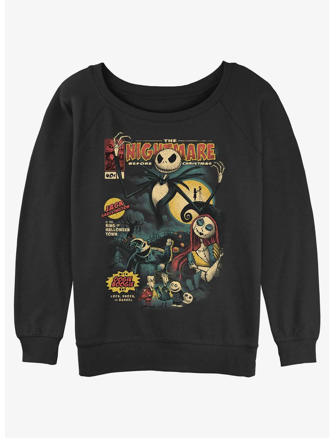 Disney Nightmare Before Christmas Comic Cover Girls Slouchy Sweatshirt, BLACK, hi-res