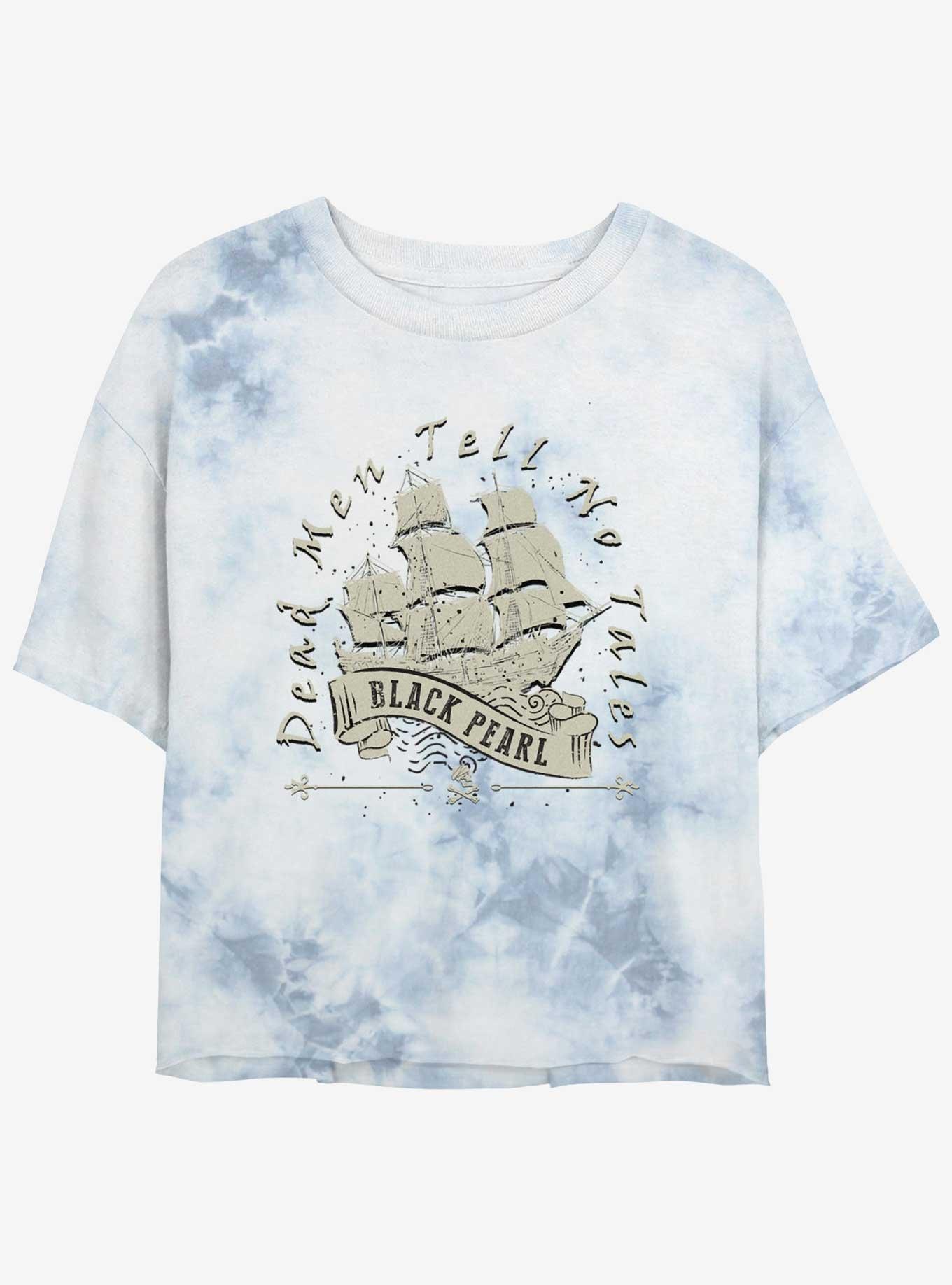 Disney Pirates Of The Caribbean Vintage Black Pearl Girls Tie-Dye Crop T-Shirt, WHITEBLUE, hi-res