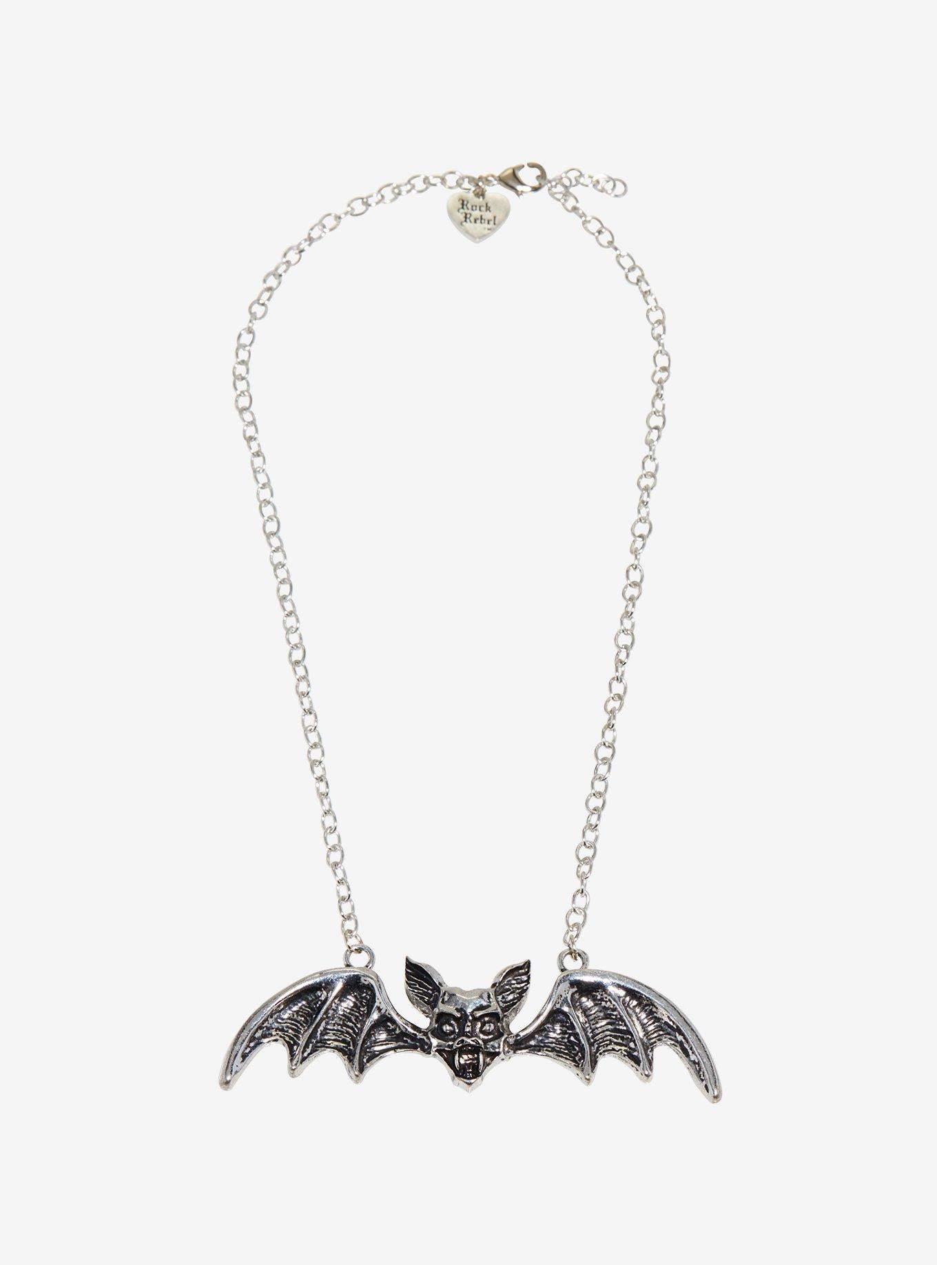 Rock Rebel Bat Wing Necklace, , hi-res