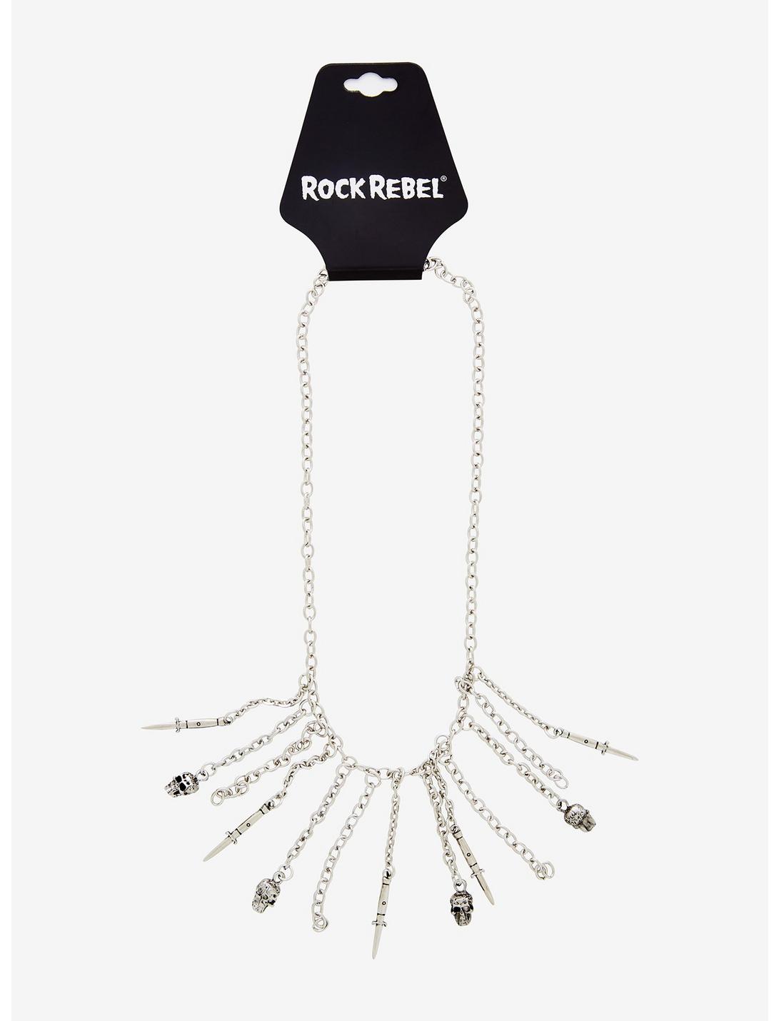 Rock Rebel Skull & Dagger Chan Necklace, , hi-res