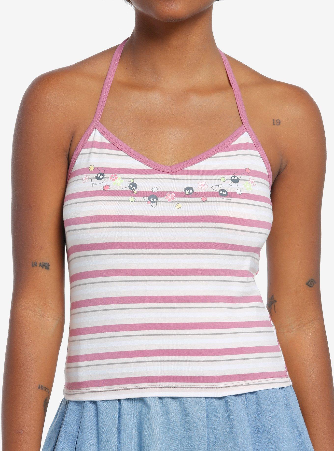 Her Universe Studio Ghibli Spirited Away Soot Sprite Candy Striped Halter Top, LIGHT PINK, hi-res