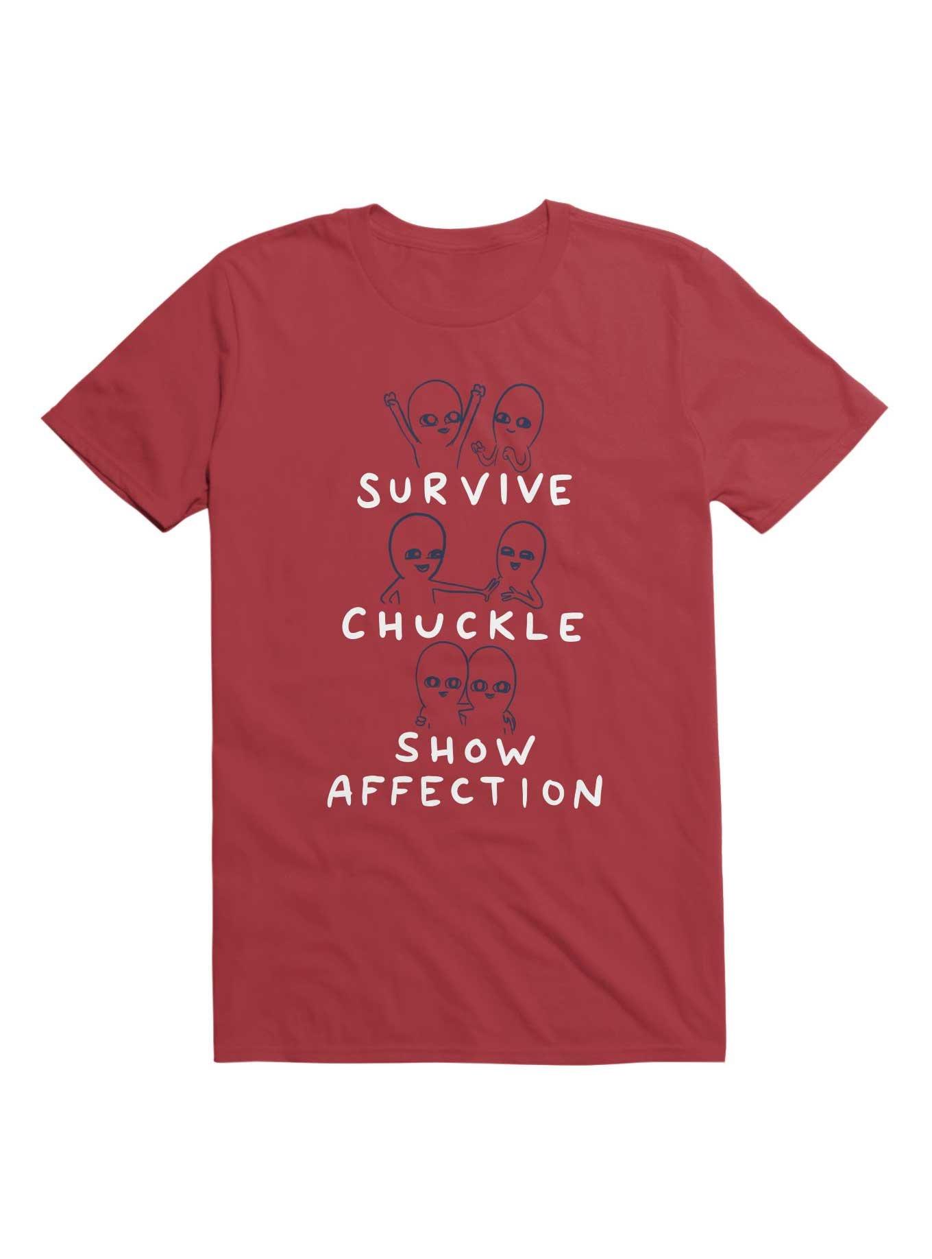 Strange Planet Survive Chuckle Show Affection Characters T-Shirt, RED, hi-res